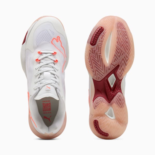 Vantage NITRO™ Handball Shoes Women, PUMA White-Glowing Red-Rose Quartz-Dark Crimson, large-ZAF