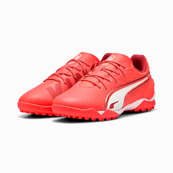 KING MATCH TT Mid Football Boots Youth, Glowing Red-PUMA White-Red Fire, large-MEX