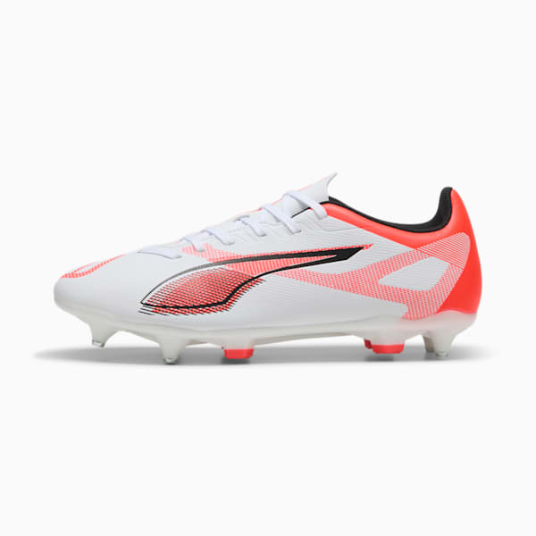 ULTRA 5 PLAY MxSG Football Boots Unisex, PUMA White-PUMA Black-Glowing Red, large-ZAF