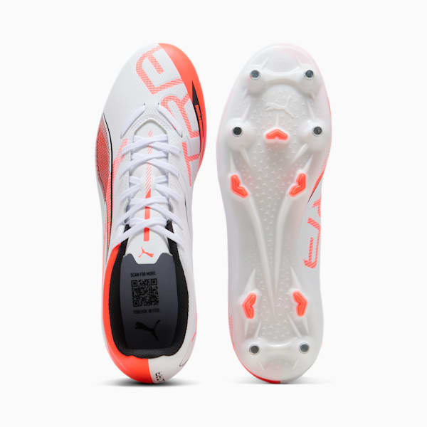 ULTRA 5 PLAY MxSG Football Boots Unisex, PUMA White-PUMA Black-Glowing Red, large-ZAF