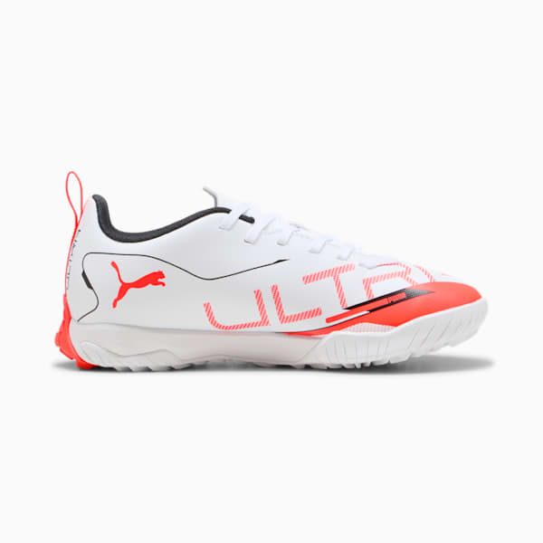 Tacos de fútbol adolescentes ULTRA 5 PLAY TT Mid, PUMA White-PUMA Black-Glowing Red, large-MEX