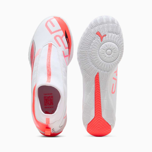 Tacos de fútbol ULTRA 5 MATCH+ Mid para adolescentes, PUMA White-PUMA Black-Glowing Red, large-MEX
