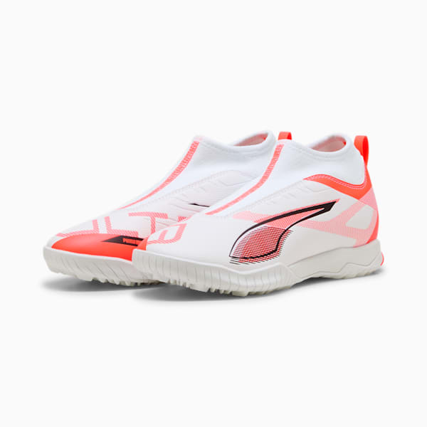 Tacos de fútbol ULTRA 5 MATCH+ TT sin cordones unisex, PUMA White-PUMA Black-Glowing Red, large-MEX