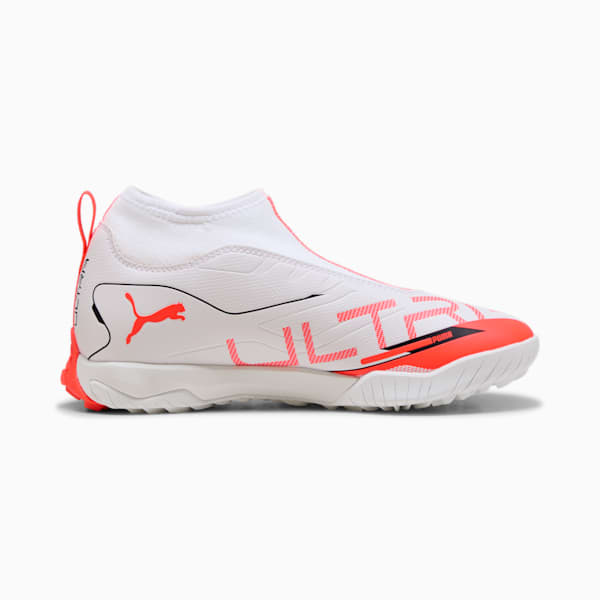 Tacos de fútbol ULTRA 5 MATCH+ TT sin cordones unisex, PUMA White-PUMA Black-Glowing Red, large-MEX