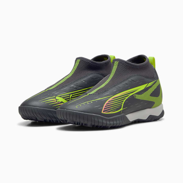 Tacos de fútbol ULTRA 5 MATCH+ TT sin cordones unisex, Matte Aged Silver-Yellow Alert-Puma Aged Silver, large-MEX