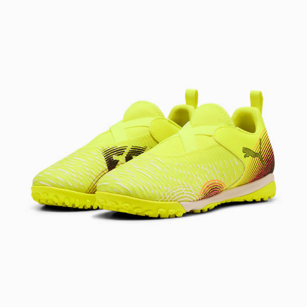 Tacos de fútbol FUTURE 8 MATCH TT + adolescentes sin cordones, Yellow Alert-PUMA Black-Sun Struck, large-MEX