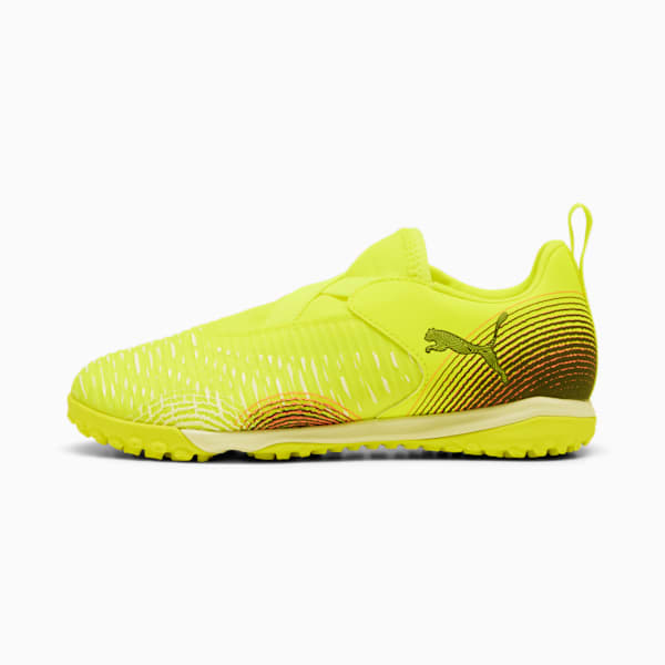Tacos de fútbol FUTURE 8 MATCH TT + adolescentes sin cordones, Yellow Alert-PUMA Black-Sun Struck, large-MEX