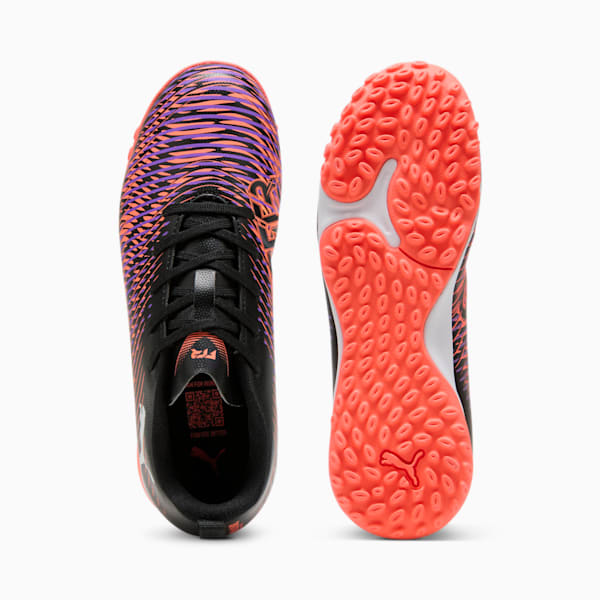 Tacos de fútbol FUTURE 8 PLAY TT Mid para jóvenes, PUMA Black-PUMA White-Glowing Red, large-MEX