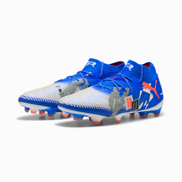 FUTURE 8 ULTIMATE FOREVER FG Football Boots Unisex, PUMA White-Ultra Blue-Feather Gray-PUMA Black-Glowing Red, large-MEX
