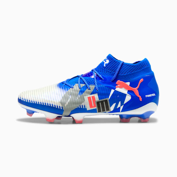 FUTURE 8 ULTIMATE FOREVER FG Football Boots Unisex, PUMA White-Ultra Blue-Feather Gray-PUMA Black-Glowing Red, large-ZAF