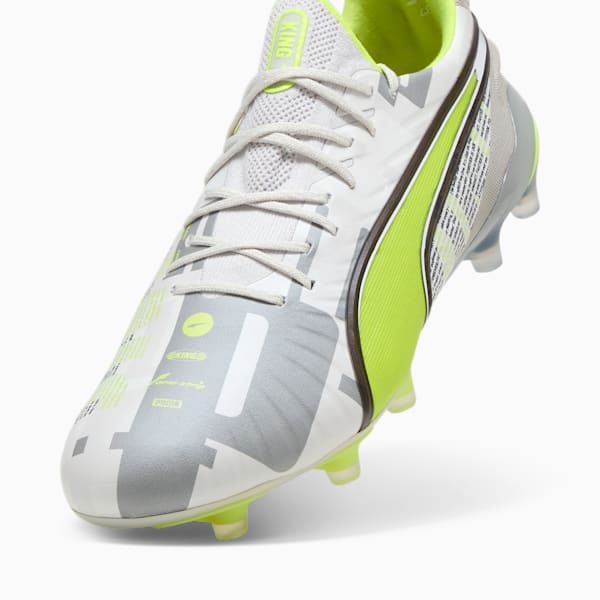 KING ULTIMATE FOREVER FG/AG Football Boots Unisex, Feather Gray-Electric Lime-PUMA White-Flat Light Gray, large-MEX