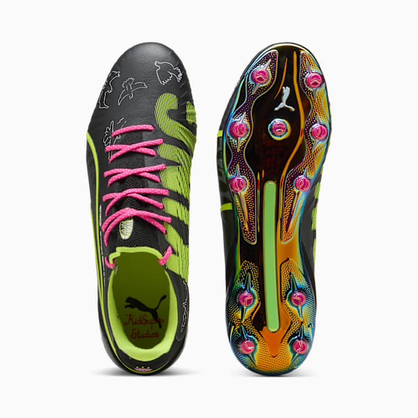 Tacos de fútbol KING ULTIMATE x KIDSUPER FG/AG, PUMA Black-Electric Lime-Strong Gray-Ravish-PUMA White, large-MEX