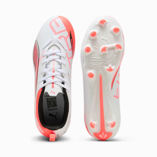 Botines de fútbol ULTRA 5 PLAY FG/AG juvenil, PUMA White-PUMA Black-Glowing Red, large-ARG