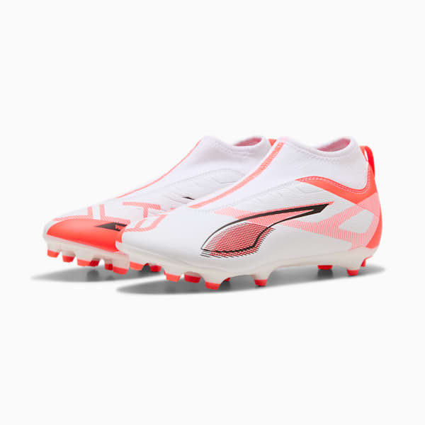 Botines de fútbol ULTRA 5 MATCH+ FG/AG juvenil, PUMA White-PUMA Black-Glowing Red, large-ARG