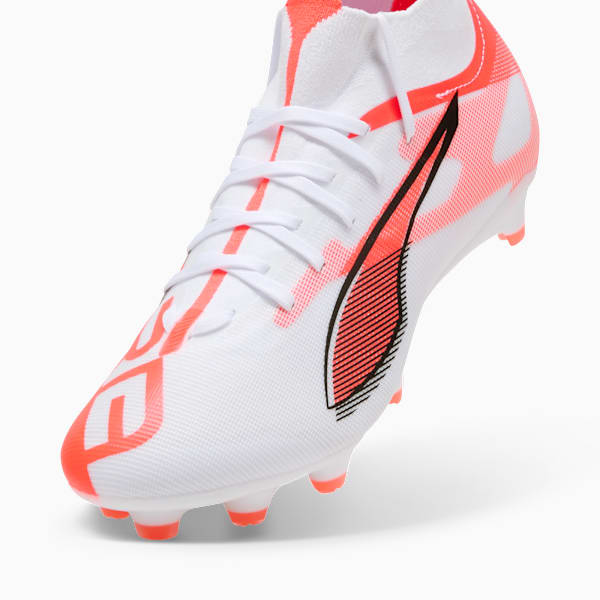 Botines de fútbol ULTRA 5 MATCH+ FG/AG para mujer, PUMA White-PUMA Black-Glowing Red, large-ARG