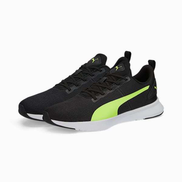 FLYER Runner Mesh Running Shoes, Puma Black-Lime Squeeze, large-MEX