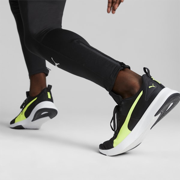 FLYER Runner Mesh Running Shoes, Puma Black-Lime Squeeze, large-MEX