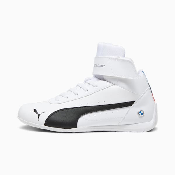 BMW M Motorsport Neo Cat Mid Motorsport Shoes, PUMA White-PUMA Black, large-ZAF