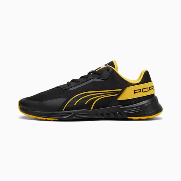 Porsche Legacy Tiburion Logo Motorsport Sneakers, PUMA Black-Sport Yellow, large-ZAF