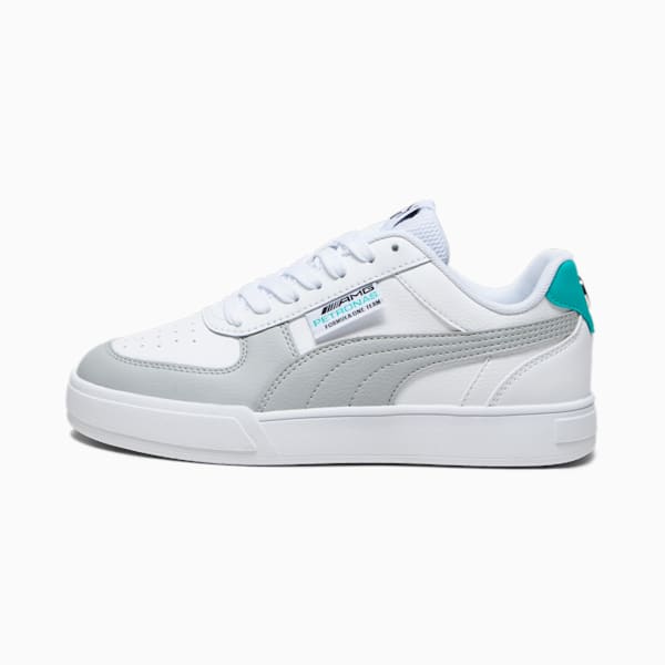 Mercedes-AMG PETRONAS Caven Youth Sneakers, PUMA White-Mercedes Team Silver-Spectra Green, large-ZAF