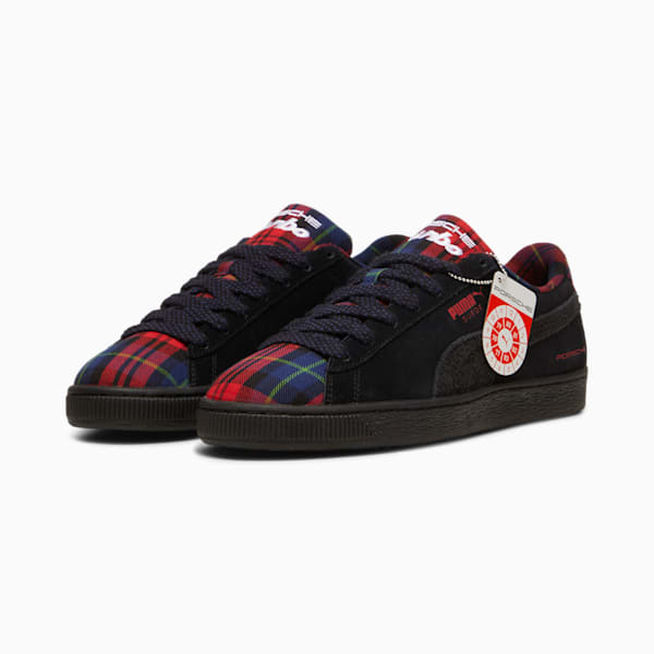 PUMA x PORSCHE LEGACY Suede Classic Tartan Sneakers Unisex, PUMA Black-Redmazing, large-ZAF