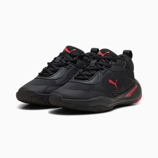 Tenis ñiños basquet Playmaker Pro, PUMA Black-For All Time Red, large-MEX
