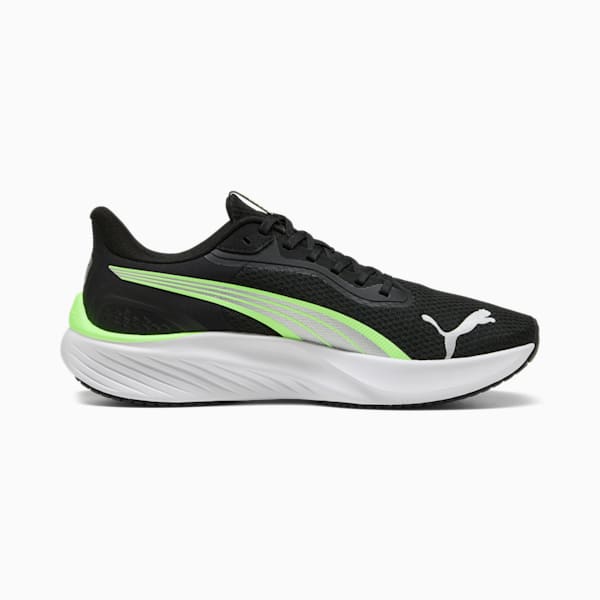 Pounce Lite Running Shoes, PUMA Black-Green Glare, large-ZAF