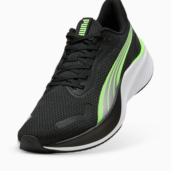 Pounce Lite Running Shoes, PUMA Black-Green Glare, large-ZAF