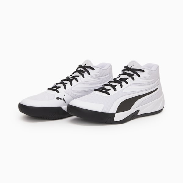 Zapatillas de basketball Court Pro unisex, PUMA White-PUMA Black, large-ARG