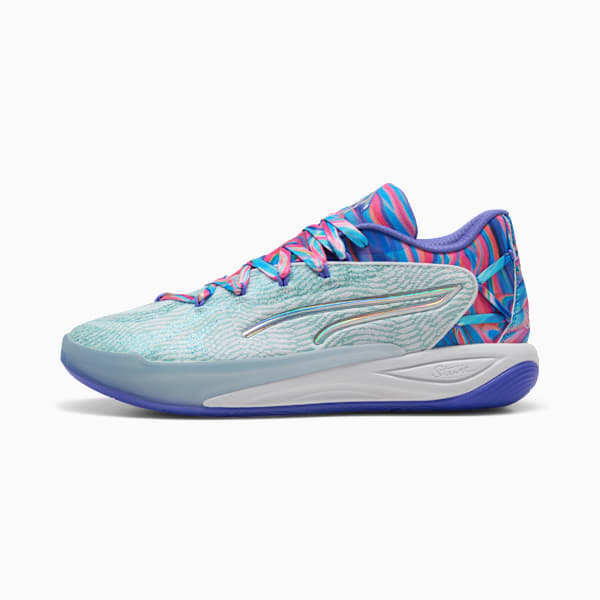 Stewie 4 Prism Basketball Shoes Women, PUMA White-Light Aqua, large-MEX