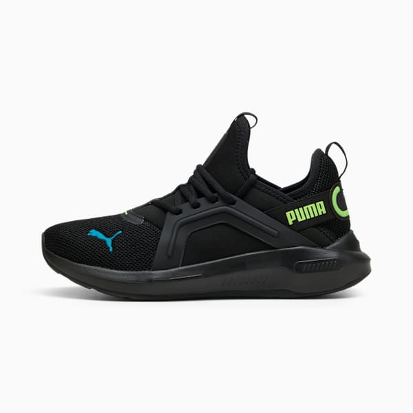 Softride Enzo 5 Running Shoes, PUMA Black-Green Glare-Tropical Blue, large-ZAF