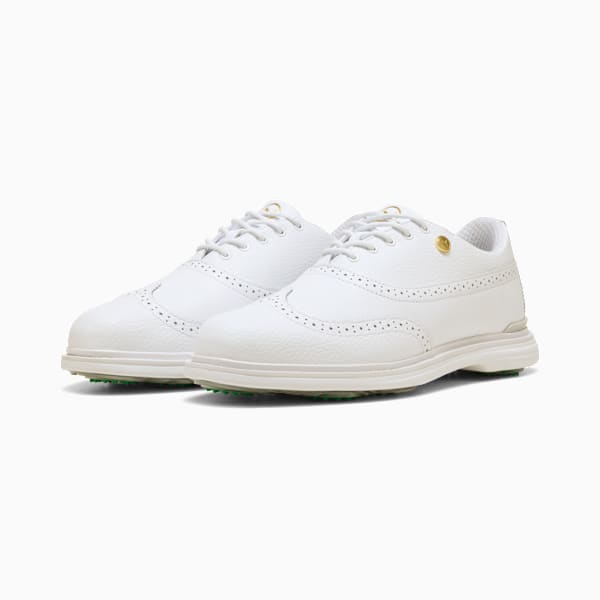 PUMA Royale Wingtip Golf Shoes Men, PUMA White-Vapor Gray-Grassy Green, large-ZAF