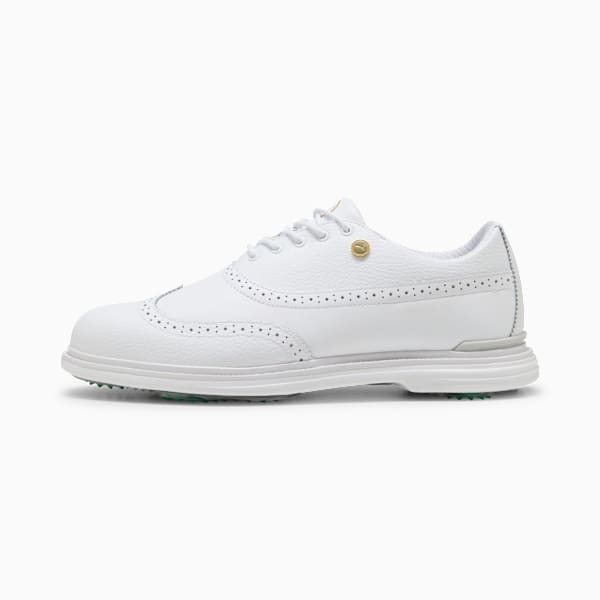 PUMA Royale Wingtip Golf Shoes Men, PUMA White-Vapor Gray-Grassy Green, large-ZAF