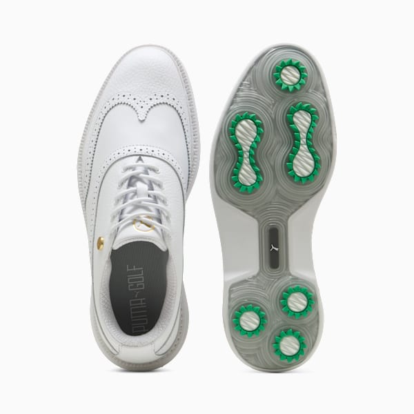 PUMA Royale Wingtip Golf Shoes Men, PUMA White-Vapor Gray-Grassy Green, large-ZAF