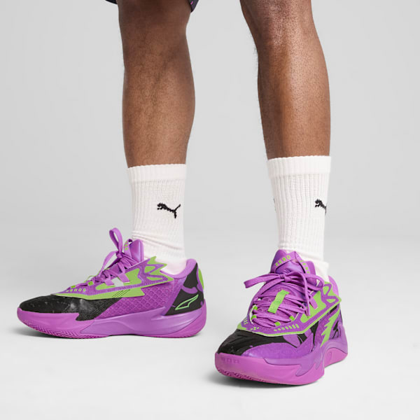 Scoot Zeros II Purple Lab Basketball Shoes Unisex, Pure Magenta-Green Glare, large-ZAF