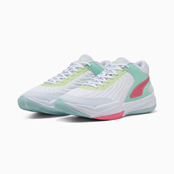 Court Pro 2 Basketball Shoes Unisex, PUMA White-Mint Melt-Nitro Blue, large-ZAF