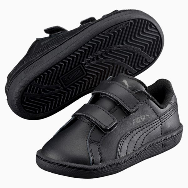 Smash Leather V PS Kids' Trainers, Puma Black-Puma Black, large-ZAF
