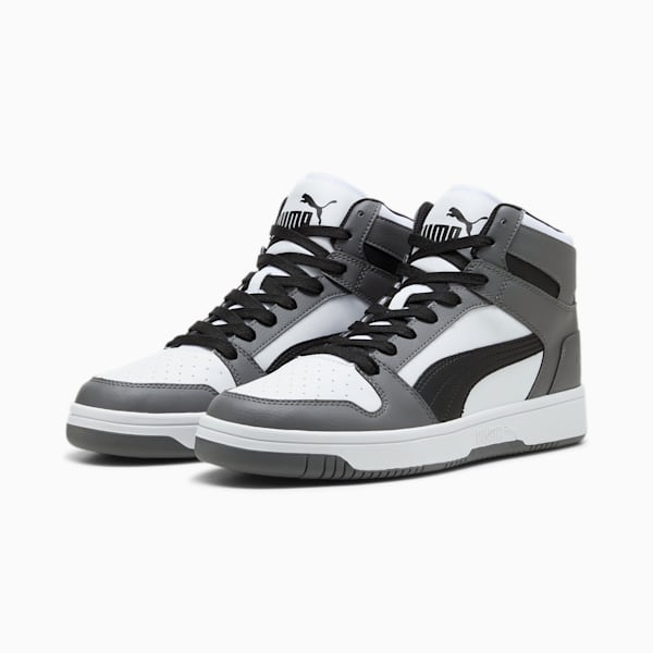 Rebound Lay Up Trainers, PUMA White-PUMA Black-Cool Dark Gray, large-ZAF