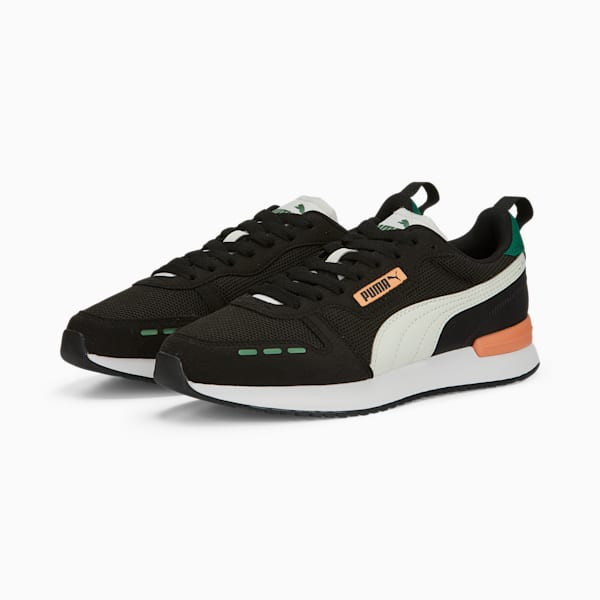 R78 Runner Trainers, PUMA Black-Vapor Gray-Orange Peach-Vine, large-ZAF