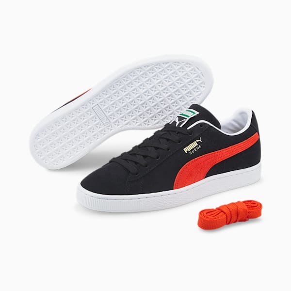Suede Classic XXI Trainers, Puma Black-Cherry Tomato, large-ZAF