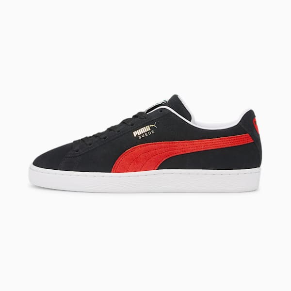 Suede Classic XXI Trainers, Puma Black-Cherry Tomato, large-ZAF