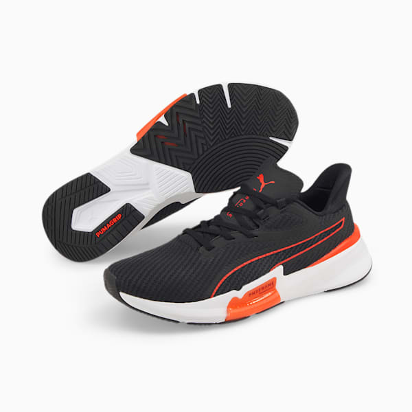PWRFRAME Men's Training Shoes, Puma Black-Cherry Tomato, large-ZAF