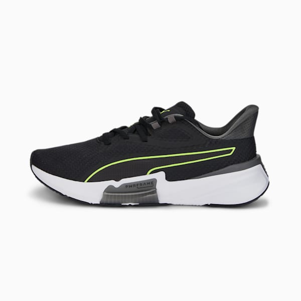 PWRFRAME Men's Training Shoes, Puma Black-CASTLEROCK-Lime Squeeze, large-ZAF