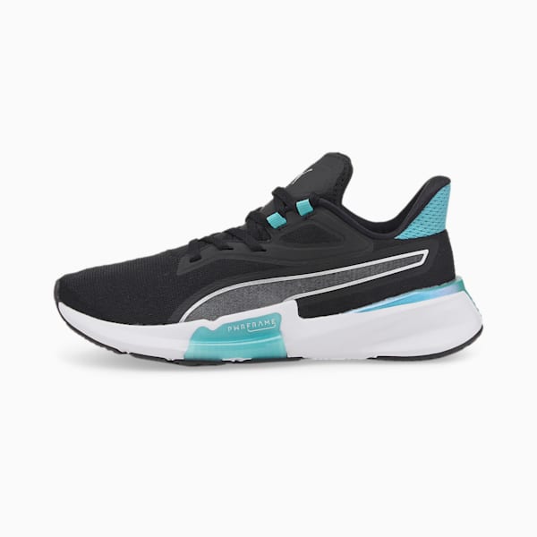 PWRFrame Stardust Women's Training Shoes, Puma Black-Metallic Silver-Porcelain, large-ZAF