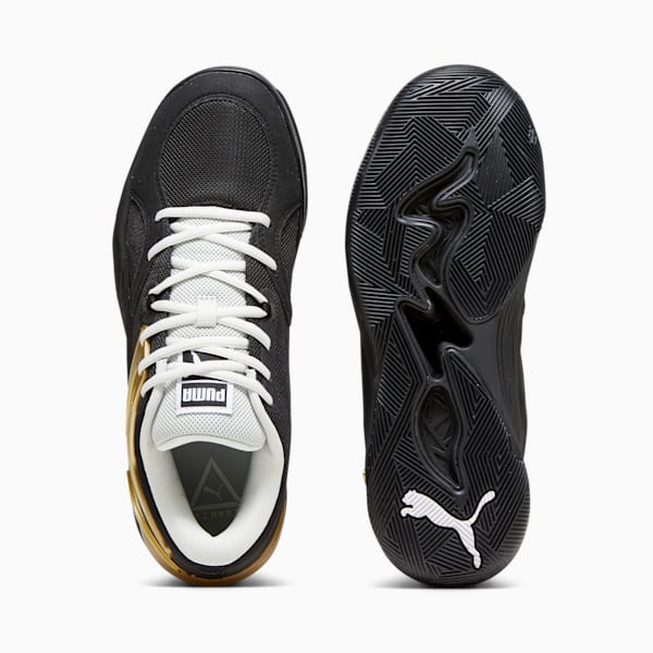TRC Blaze Court Basketball Shoes, PUMA Black-Sedate Gray-PUMA White-Metallic Gold, large-ZAF