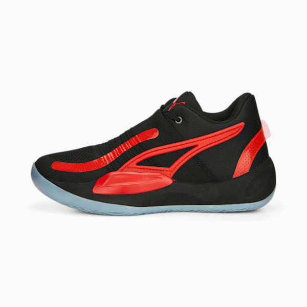 Rise NITRO Basketball Shoes, PUMA Black-For All Time Red, large-ZAF