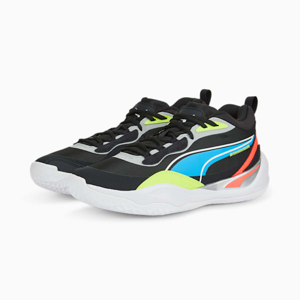 Playmaker Pro Basketball Shoes, Jet Black-Lime Squeeze, large-ZAF