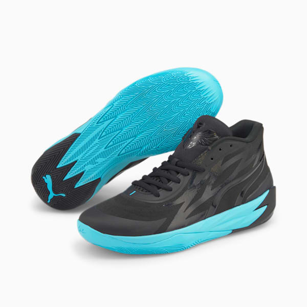 MB.02 Phenom Basketball Shoes, Puma Black-Blue Atoll, large-ZAF