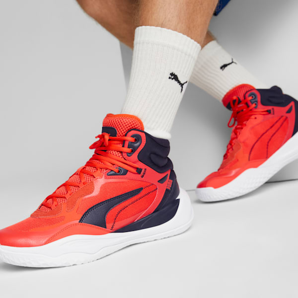 Zapatillas de basketball Playmaker Pro Mid, Red Blast-Fiery Red-PUMA Black, large-ARG