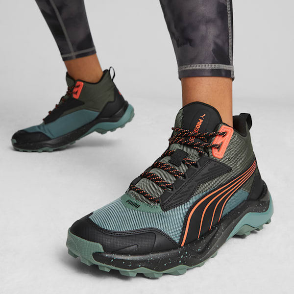 Obstruct Pro Mid Trail Shoes, Eucalyptus-PUMA Black-Neon Sun, large-ZAF